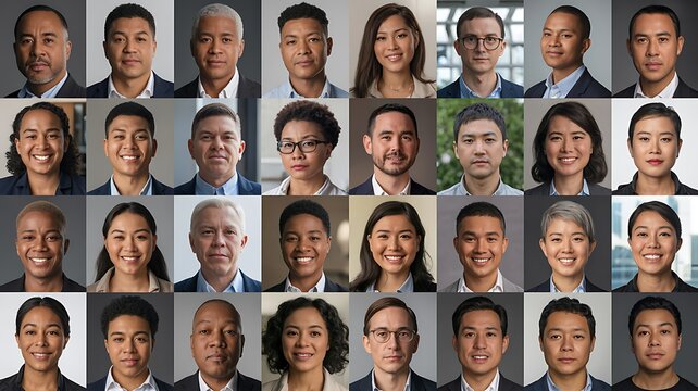 Diverse professionals appear in this large grid of headshot photos.