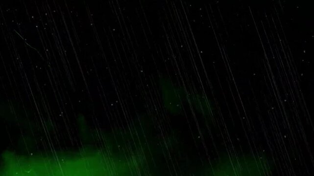 Cinematic Green Lightning and Rainstorm Background Loop
