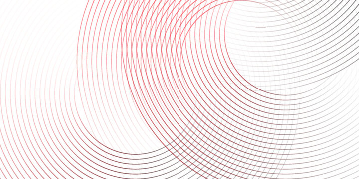 Collection of red concentric circles. Collection of radial sound wave or sonar rings. Pack of radar icon symbols, targets, dashed lines, halftones. Eps 10.