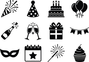 Fototapeta premium Set of party and celebration icons