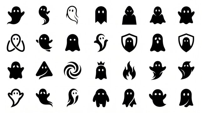 Assorted halloween ghost icons and spooky graphic shapes
