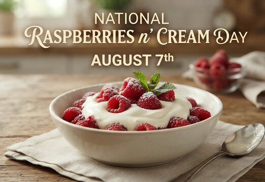 National Raspberries n' Cream Day August 7th