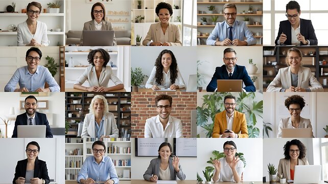 Diverse professional team on a group video call conference