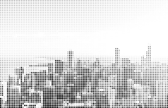 Black and white abstract urban cityscape halftone texture with halftone cityscape abstract