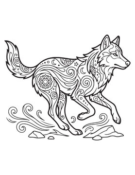 Animals Wolf Mandala coloring pages