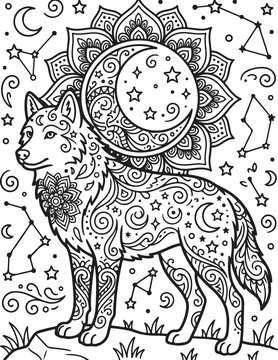 Animals Wolf Mandala coloring pages