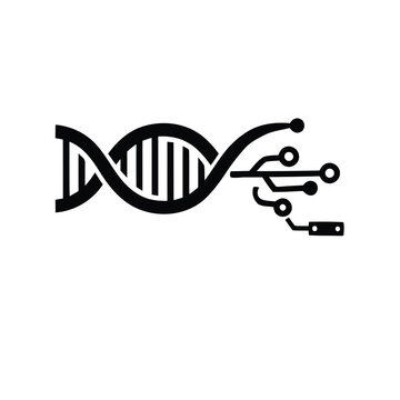 Bio tech genetic circuit icon vector silhouette