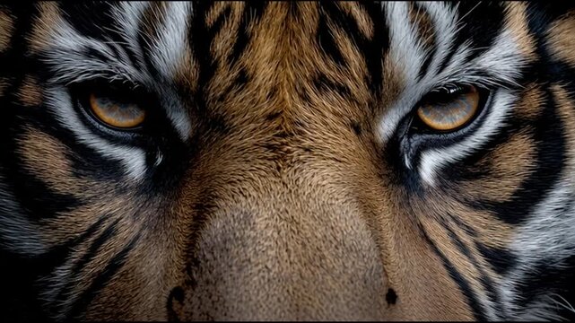 Extreme close up of a tiger blinking its eyes