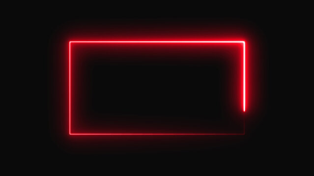 A bright glowing red neon rectangular frame border with a dark background for modern design and digital signage graphics