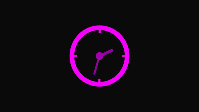 Bright purple clock icon showing time on a simple dark background
