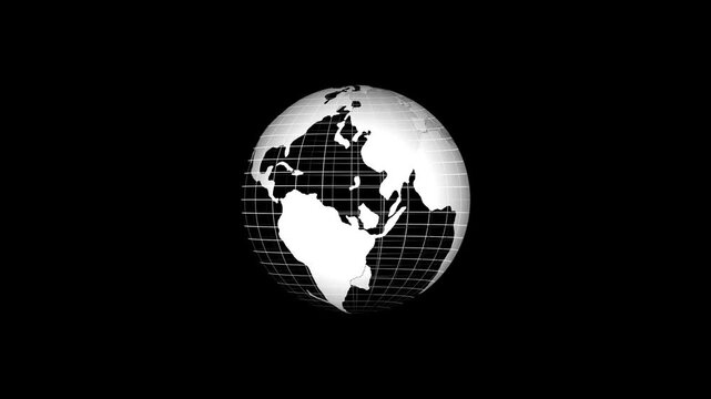 Digital earth globe rotating against black background showing continents video world rotation spinning planet geography africa americas asia europe australia map global international background dark