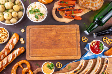 Fototapeta premium Oktoberfest picnic and barbecue food, Oktoberfest bavarian party menu