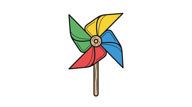 Colorful Toy Pinwheel Vector Illustration