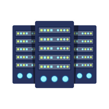 Cloud storage icon in flat style. Server database vector illustration on isolated background. Data center sign business concept.