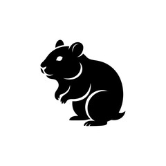 Fototapeta premium Black Silhouette of Standing Hamster Side View Vector Graphic