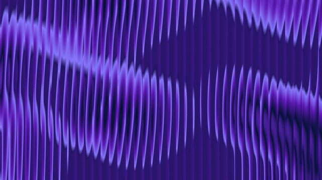 Abstract purple reeded glass 4k seamless loop background. Smooth light refraction and color glints on fluted glass texture. Wavy ribbed glass motion graphic wallpaper for video backdrop