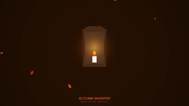 Minimalist Autumn Whisper Vector Art with Glowing Candle