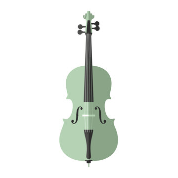 Pastel green cello string instrument vector illustration