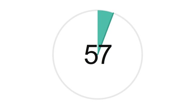Minimalist 60 Second Circular Countdown Timer with Teal Segment for Presentation and Workout Videos