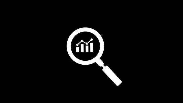 Magnifying glass with data analysis icon, simple design business growth concept animation