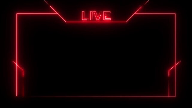 Glowing neon live streaming neon text frame animation box frame neon frame live streaming game live Stream overlay animation for live streaming video Titles futuristic hud frame.