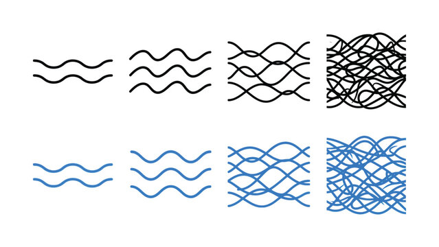 Abstract line art showing progressive complexity of intertwined wave patterns