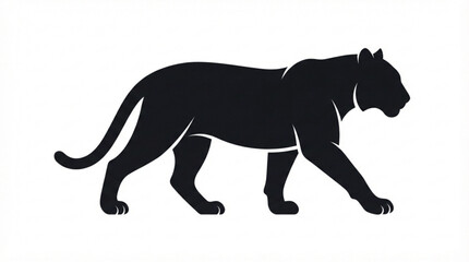 Vectors Black panther silhouette vector, walking wild cat predator icon, minimalist leopard or jaguar profile, powerful jungle animal mascot isolated PNG with Transparent Background EPS © Create Sagor
