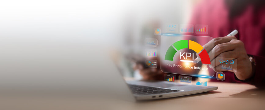 Key performance indicator (KPI) system on computer for management.
