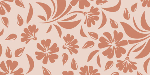 Fototapeta premium Seamless Floral Pattern with Abstract Flowers and Leaves.