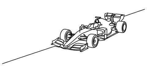 Obraz premium Continuous single line drawing of a fast formula one racing car