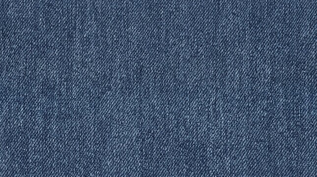 Blue denim fabric texture background, classic indigo cotton textile material, seamless dark blue jeans cloth pattern for fashion design