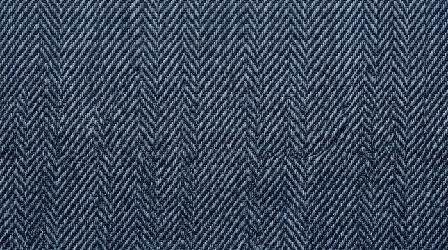 Navy blue herringbone fabric texture, classic wool tweed textile pattern, elegant dark blue chevron weave material for fashion and upholstery