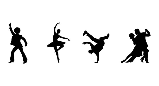 Dance Silhouettes Collection: Ballet, Breakdance, Disco, Ballroom, Diverse Styles