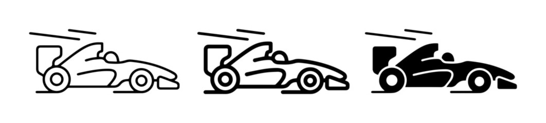 Fototapeta premium Formula 1 Racing Car Icons, Speeding Race Car Vector Graphics, Motorsport Symbols