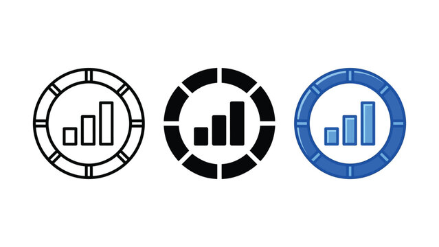 Growing bar chart icons in circular frames
