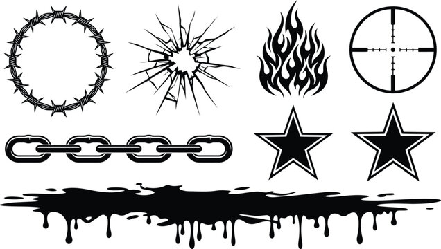 Vector graphic elements including symbols and shapes