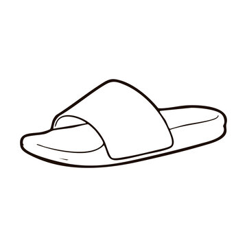 Minimalist Slide Sandals Line Art Vector Illustration for Casual House Slippers and Beachwear Design