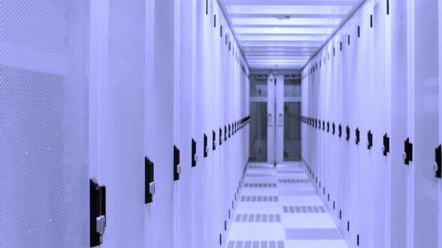 Modern Data Center Facility With Server Cabinets Supporting Artificial Intelligence, Big Data and Cloud Computing
