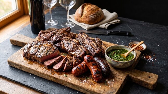 Gastronom&iacute;a argentina aut&eacute;ntica, asado tradicional, empanadas y alfajores con estilo comercial y espacio negativo