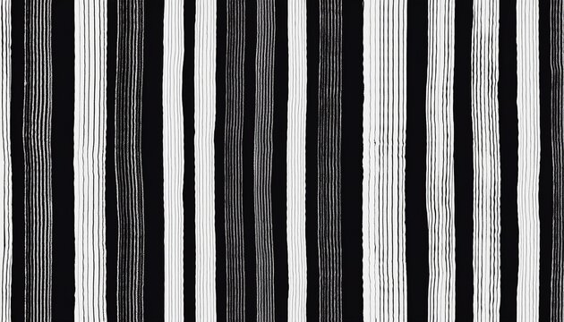 seamless pattern with vertical black and white stripes in hand drawn style irregular crayon texture creates organic and imperfect brush lines