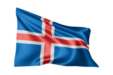 Fototapeta premium 3D Waving Iceland Flag Isolated on Transparent Background - High-Quality National Symbol