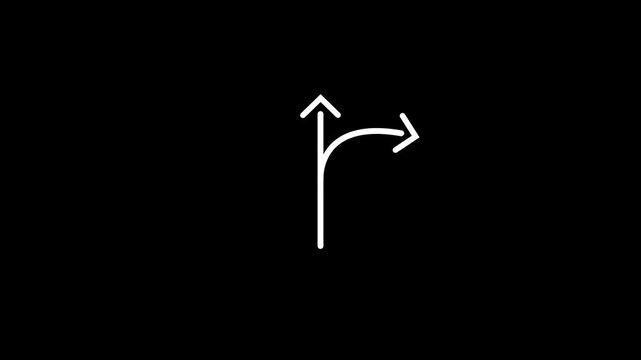 Minimalist split path arrow animation: concept of choice, decision making, and direction