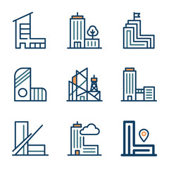 Obraz premium Abstract building outlines and architectural icons.