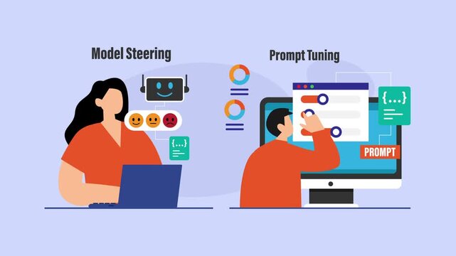 AI Model Steering and Prompt Tuning cartoon animation