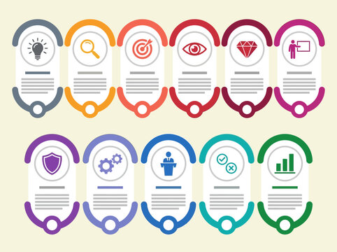 11 Steps Business Infographic Template for Strategy and Process Workflow