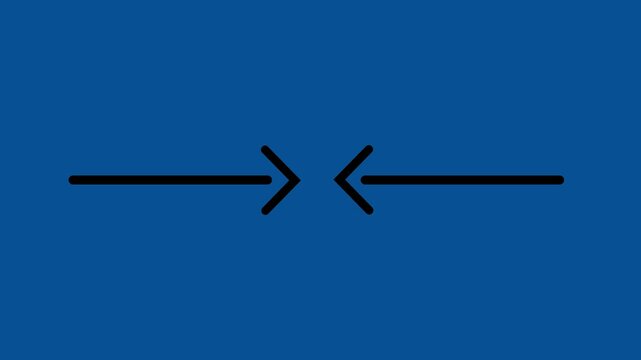 Minimalist animated arrows pointing inward on blue background, for ui and, presentation animation motion