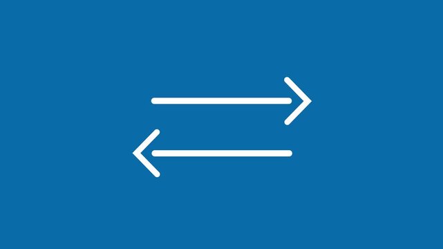 Minimalist refresh animation with opposing arrows on blue background, for ui ux, reload motion ui