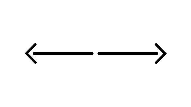 Minimalist horizontal double-headed arrow animation on white background, direction navigation symbol sign