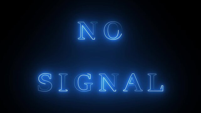 Television interface screens display severe analog broadcast errors via blue neon. High-tech equipment mainframe breakdown guides utilize this alert label. Banners shine.