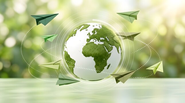 Worldwide Network and Logistics Concept with Flying Paper Airplanes